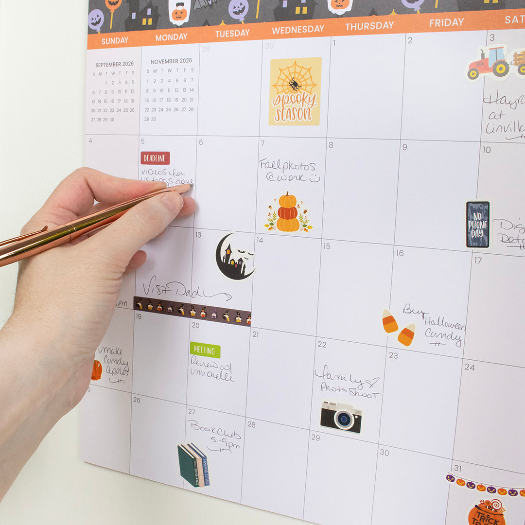 2026 Hanging Calendar, 11" x 17", Holiday Icons