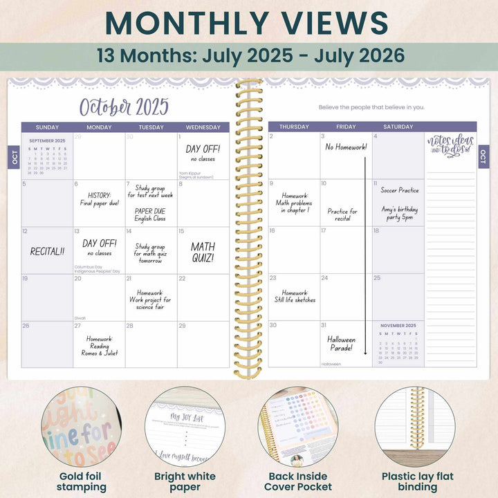 2025-26 Soft Cover Daisy Student Planner, 7" x 9", Let Your Light Shine