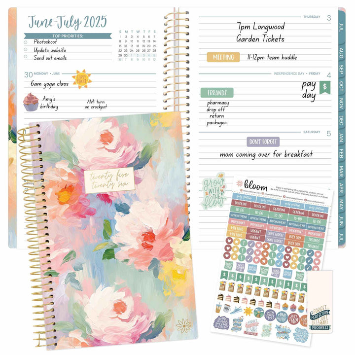2025-26 Soft Cover Planner, 5.5" x 8.25", Painted Peonies