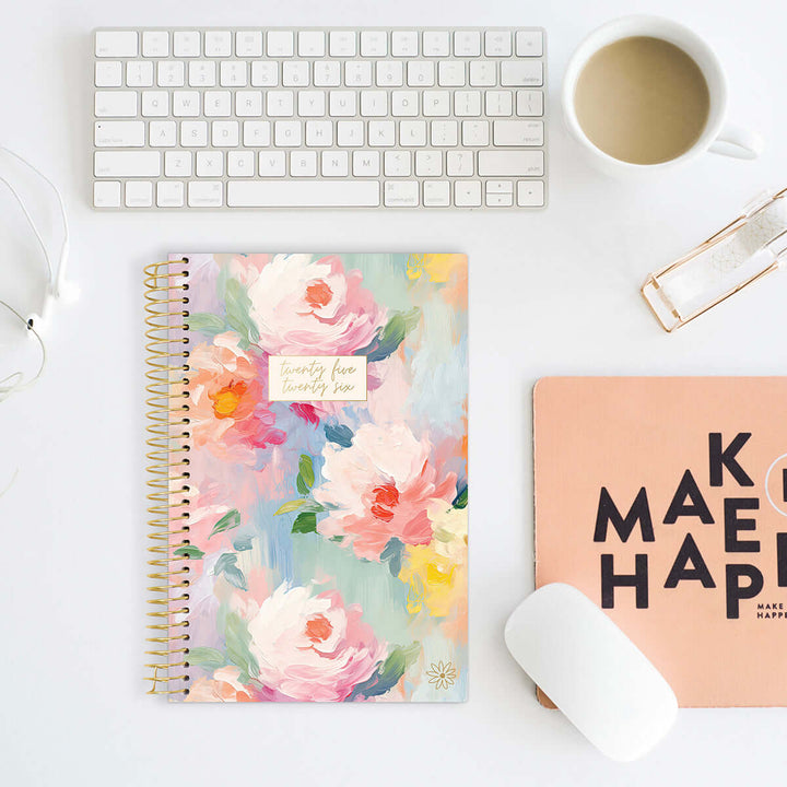 2025-26 Soft Cover Planner, 5.5" x 8.25", Painted Peonies