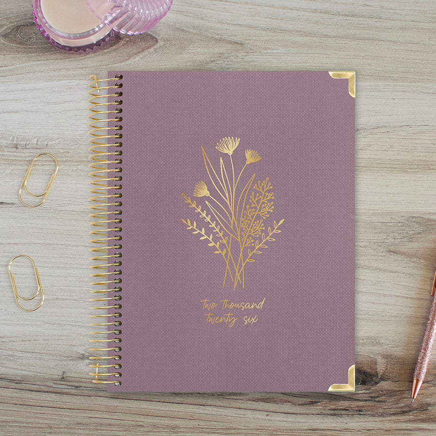 2026 Hard Cover Planner, 8.5" x 11", Linen, Purple