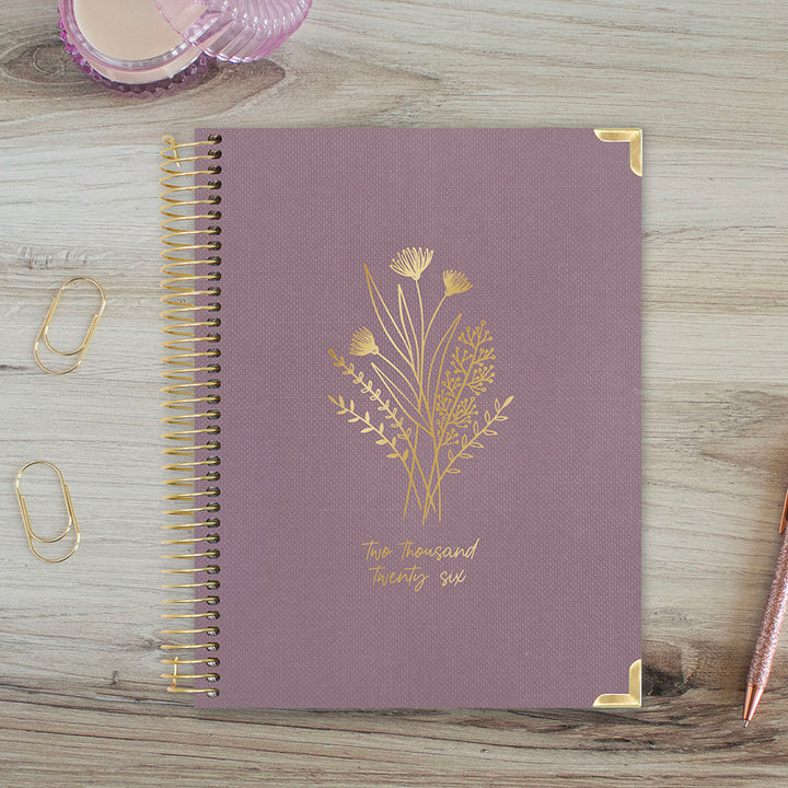 2026 Hard Cover Planner, 8.5" x 11", Linen, Purple