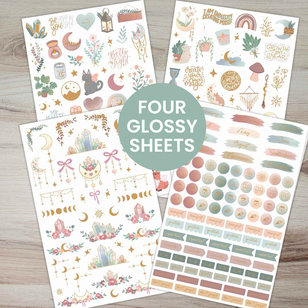 Planner Stickers, Simply Gilded x bloom Boho Celestial Sticker Pack
