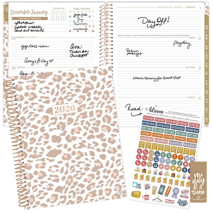 2026 Soft Cover Planner, 8.5" x 11", Tan Leopard