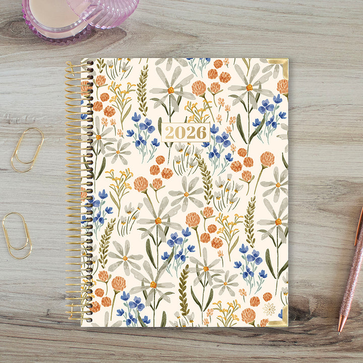 2026 Hard Cover Planner, 8.5" x 11", Whimsical Wildflowers