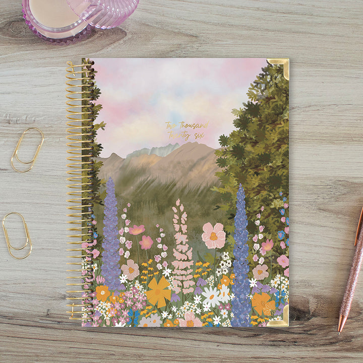 2026 Hard Cover Planner, 8.5" x 11", Wildflower Mountainside