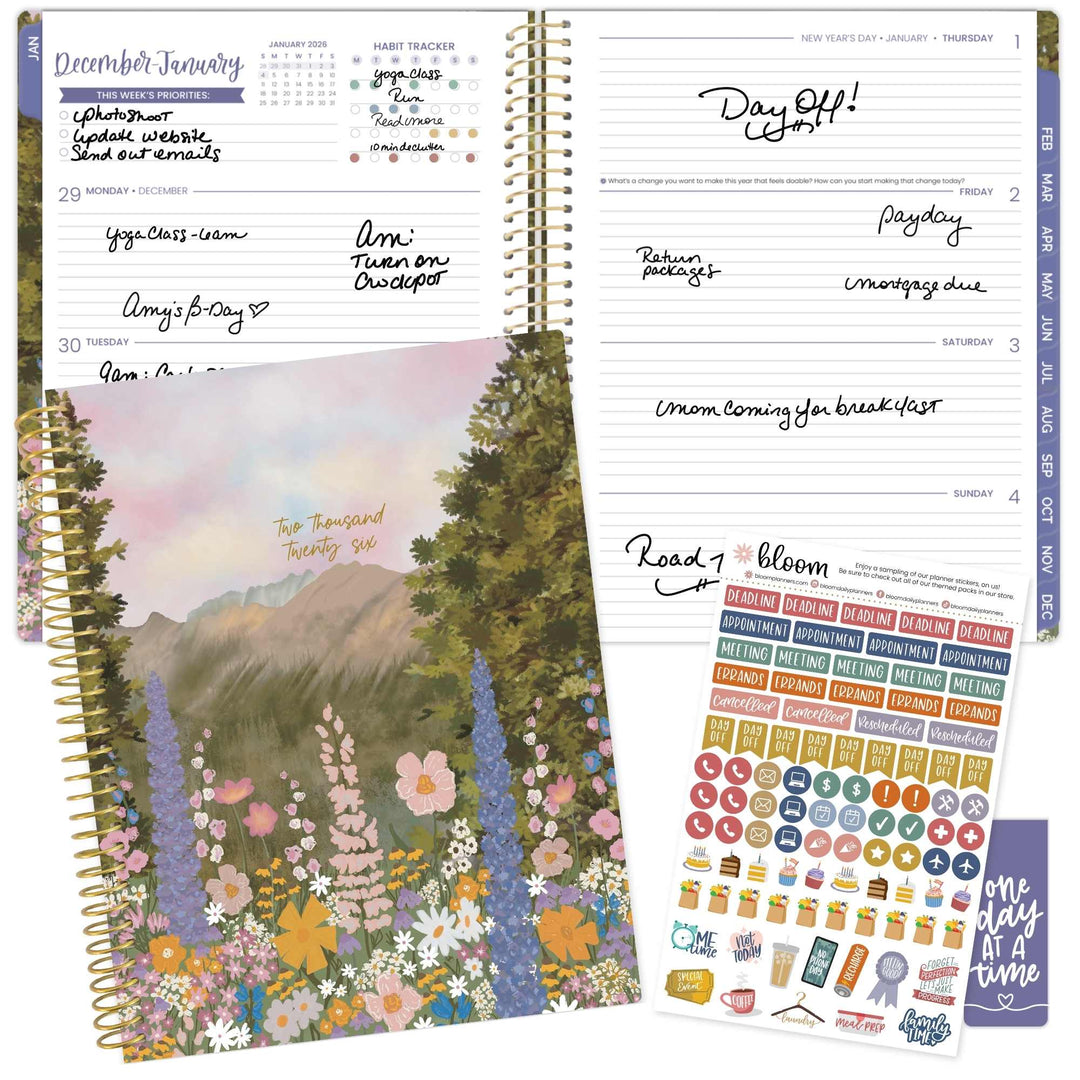2026 Soft Cover Planner, 8.5" x 11", Wildflower Mountainside