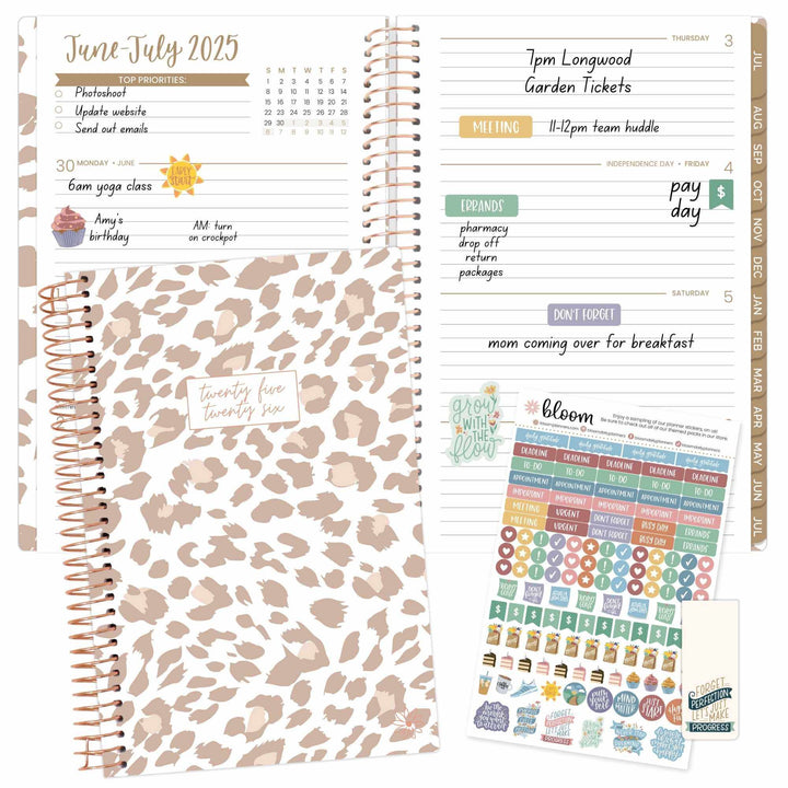 2025-26 Soft Cover Planner, 5.5" x 8.25", Tan Leopard
