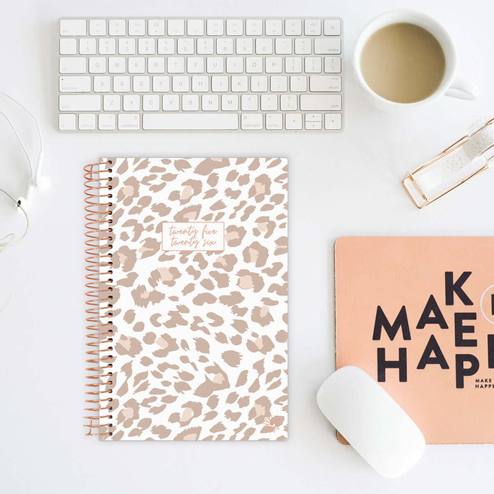 2025-26 Soft Cover Planner, 5.5" x 8.25", Tan Leopard
