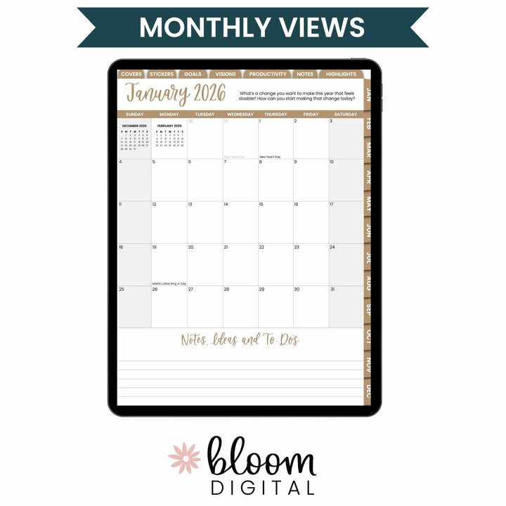 Digital Planner, Dated 2026 Vision Planner