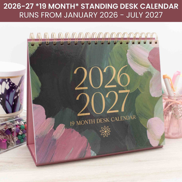 2026-2027 19 Month Standing Flip Desk Calendar, 8" x 10", Paint Strokes