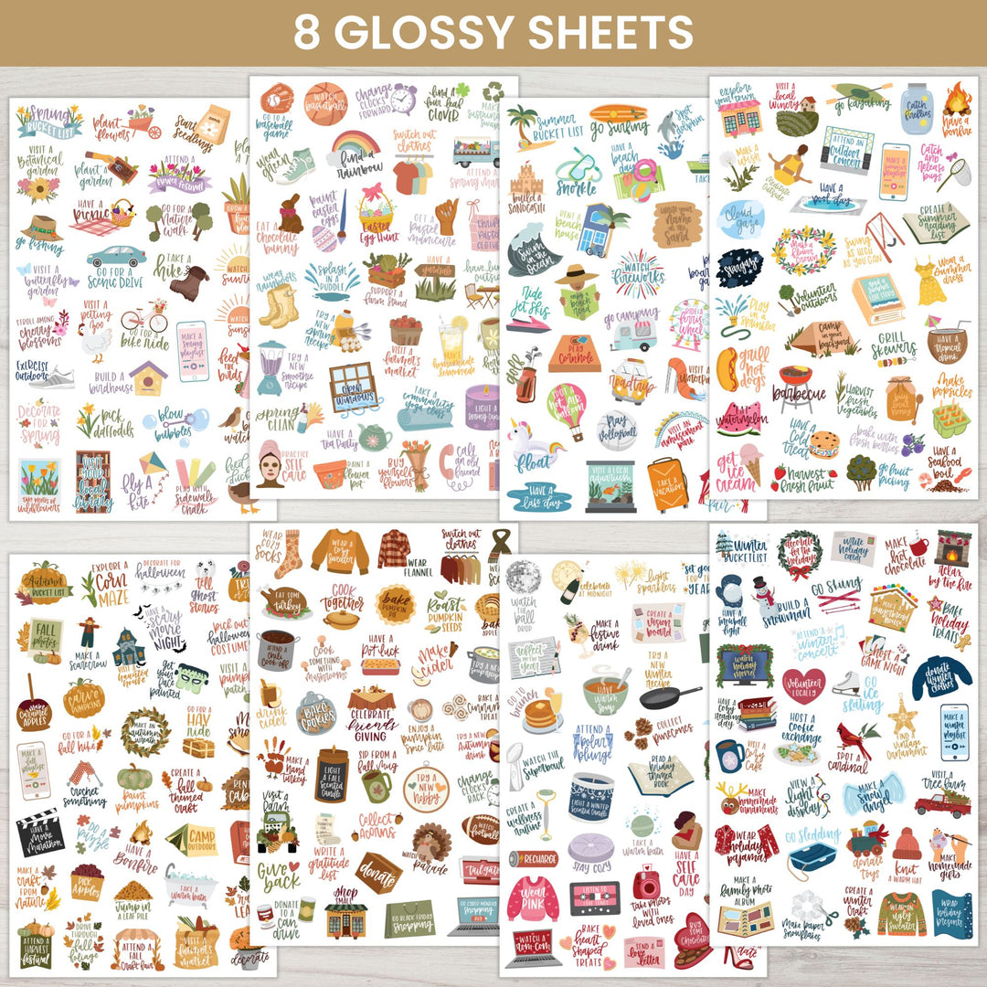 Planner Stickers, Seasonal Bucket Lists