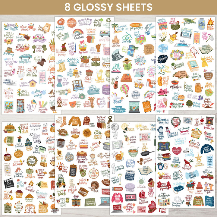 Planner Stickers, Seasonal Bucket Lists