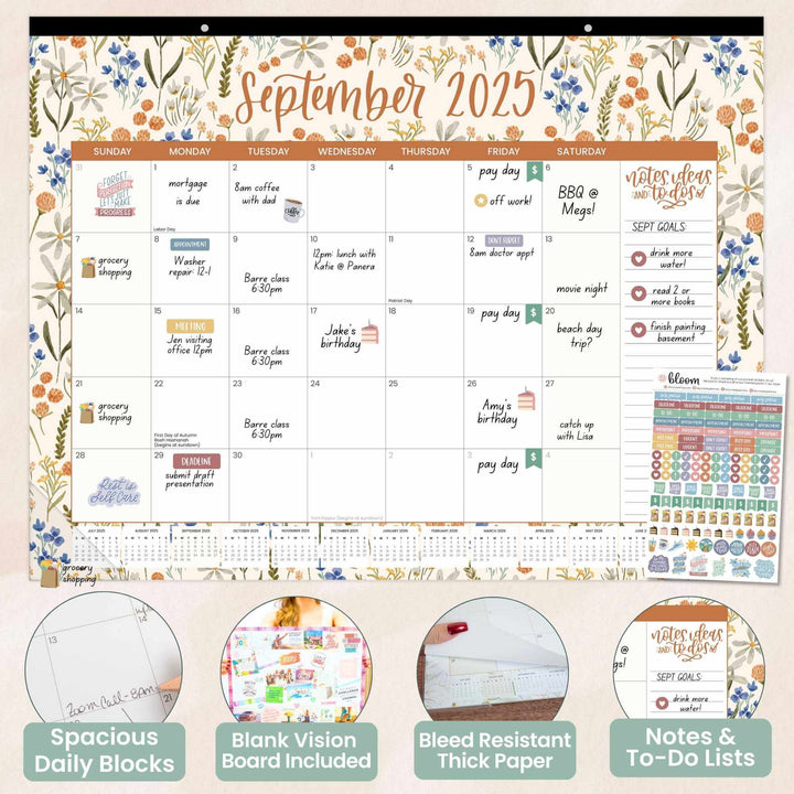 2025-26 Desk & Wall Calendar, 16" x 21", Seasonal