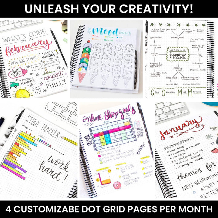 Undated Dot Journaling Planner & Calendar, Dots