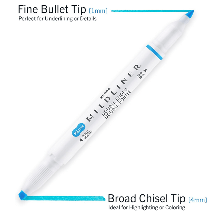 Zebra Pen Journaling and Highlighting Set – Mildliner Double-Ended Highlighters, Chisel & Bullet Tips, No Bleed Neutral & Gentle Ink Colors, 10-Pack