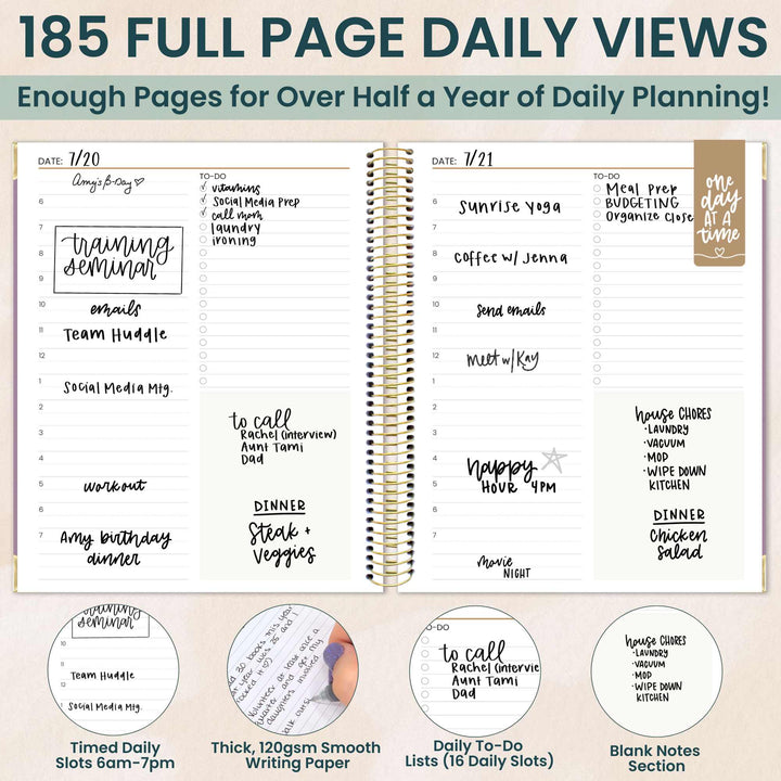 6-Month Undated Daily To-Do Planner, 7” x 9”, Purple Linen