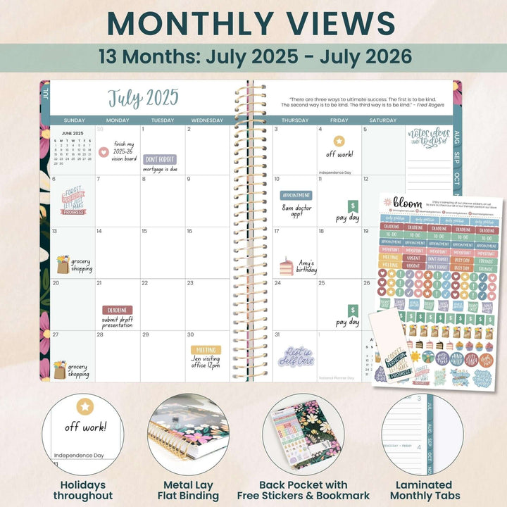 2025-26 Soft Cover Planner, 5.5" x 8.25", Blooming Wildly