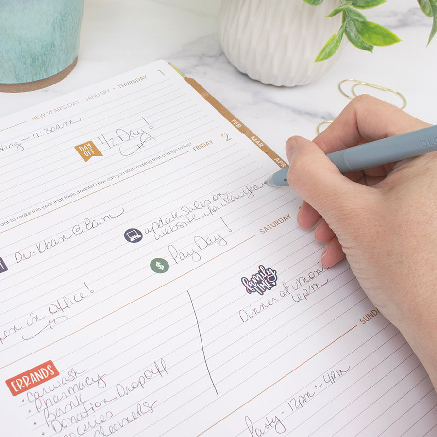 2026 Hard Cover Planner, 8.5" x 11", Blue & White Floral