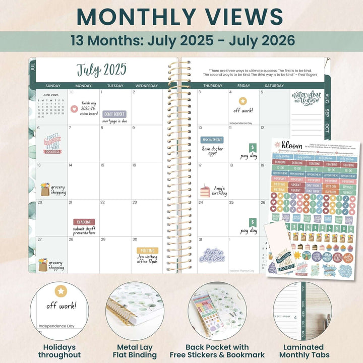 2025-26 Soft Cover Planner, 5.5" x 8.25", Boho Greenery