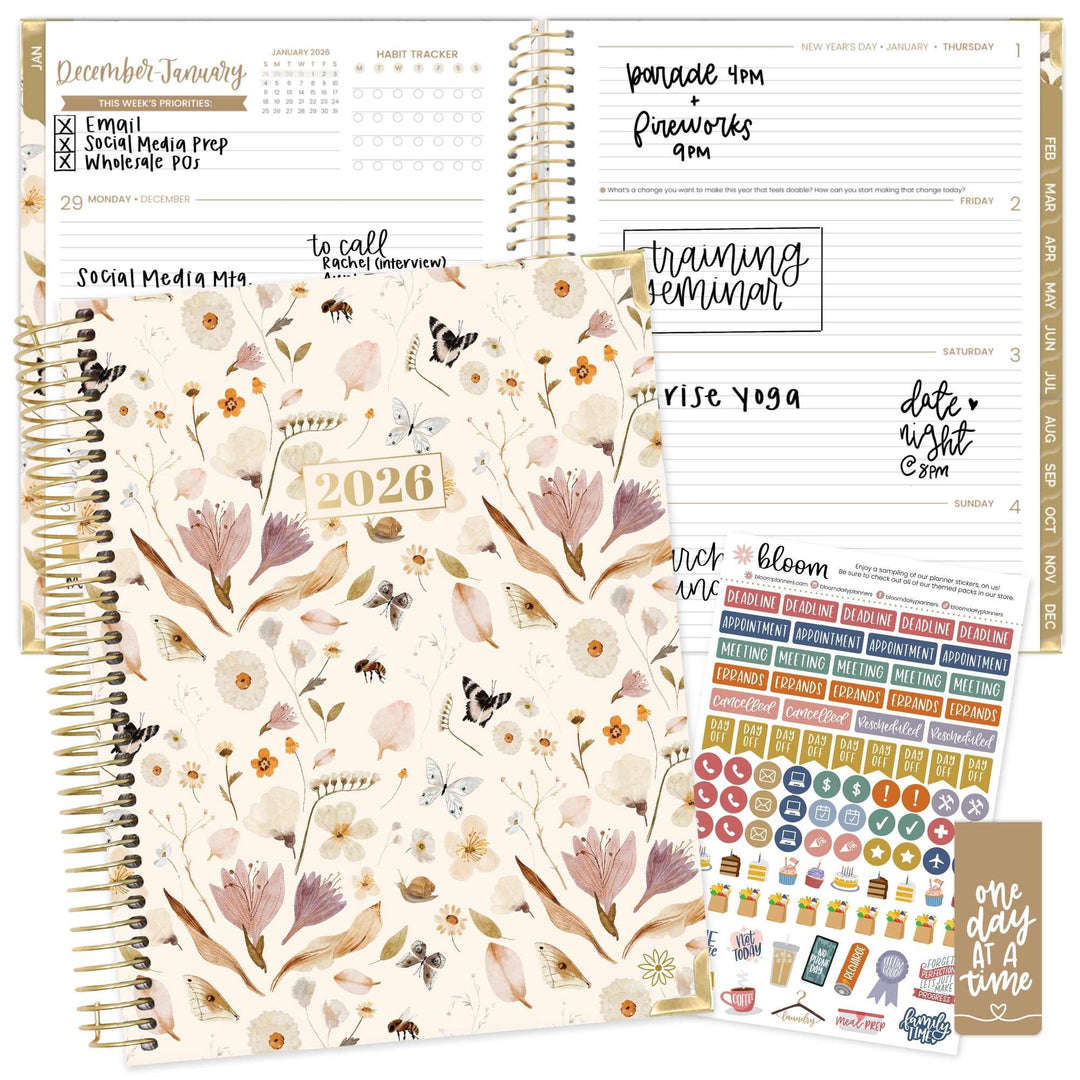 2026 Hard Cover Planner, 8.5" x 11", Butterfly Garden