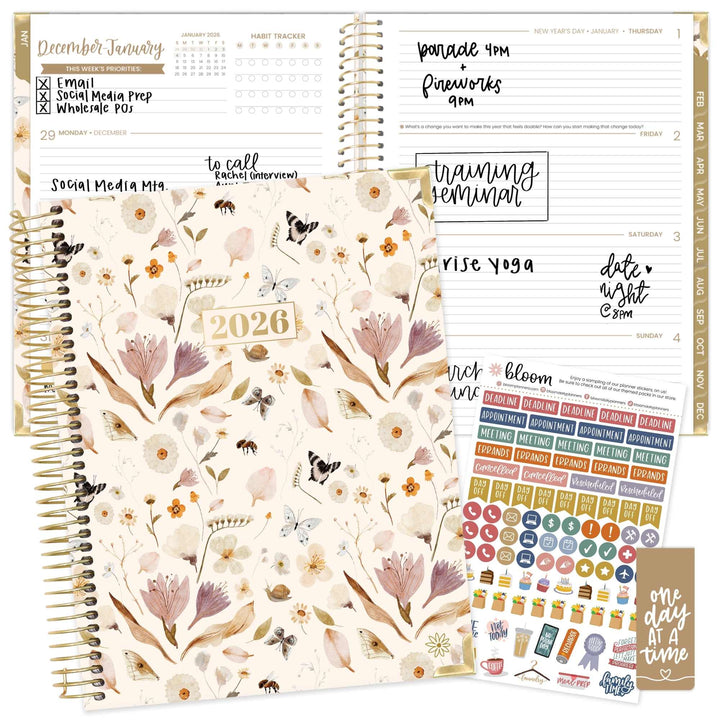 2026 Hard Cover Planner, 8.5" x 11", Butterfly Garden