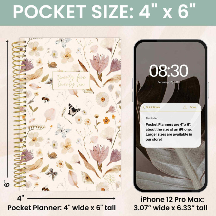 2025-26 Soft Cover Planner, 4" x 6", Butterfly Garden