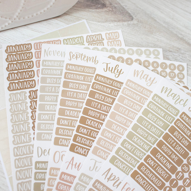 Planner Sticker Pack, Calendar Essentials, Aesthetic Boho