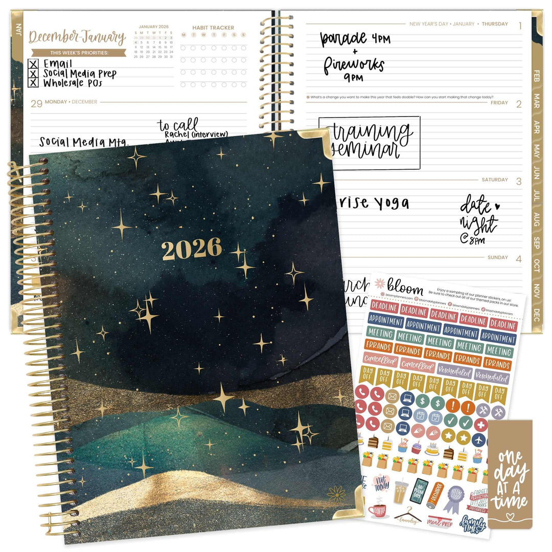 2026 Hard Cover Planner, 8.5" x 11", Celestial Skies