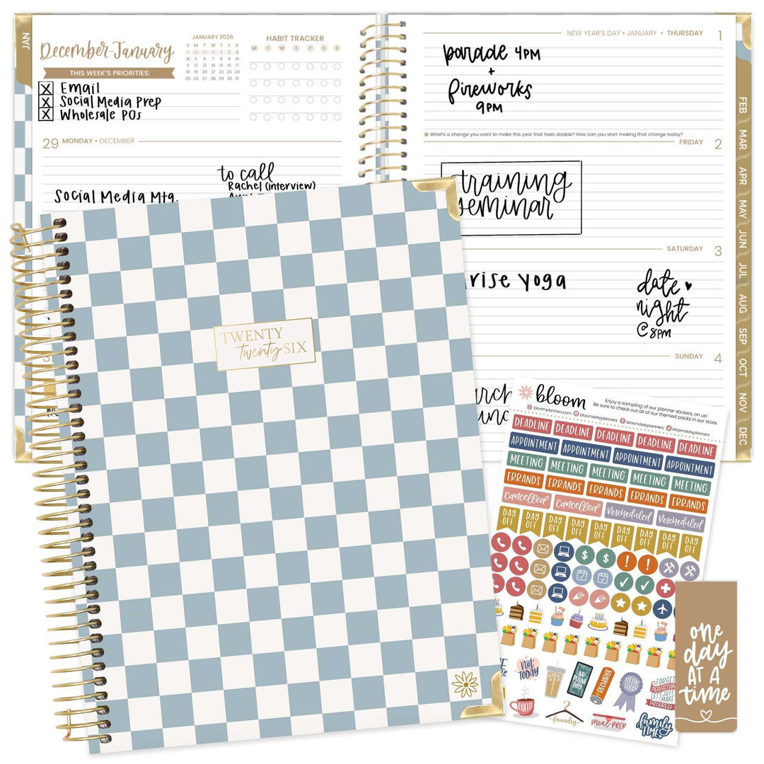 2026 Hard Cover Planner, 8.5" x 11", Checkered
