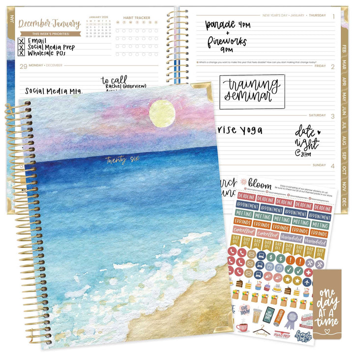 2026 Hard Cover Planner, 8.5" x 11", Coastal Calm