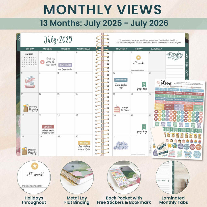 2025-26 Soft Cover Planner, 5.5" x 8.25", Emerald Paint Strokes