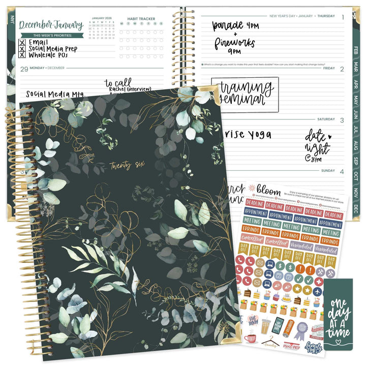 2026 Hard Cover Planner, 8.5" x 11", Eucalyptus, Green
