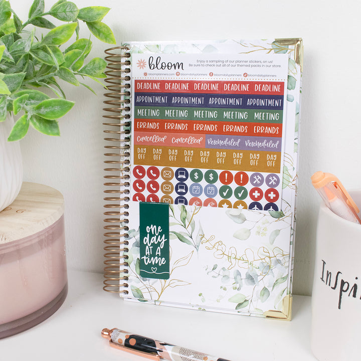 2026 Hard Cover Planner, 5.5" x 8.25", Eucalyptus, White