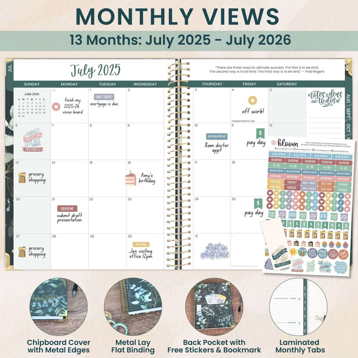 2025-26 Hard Cover Planner, 8.5" x 11", Eucalyptus, Green