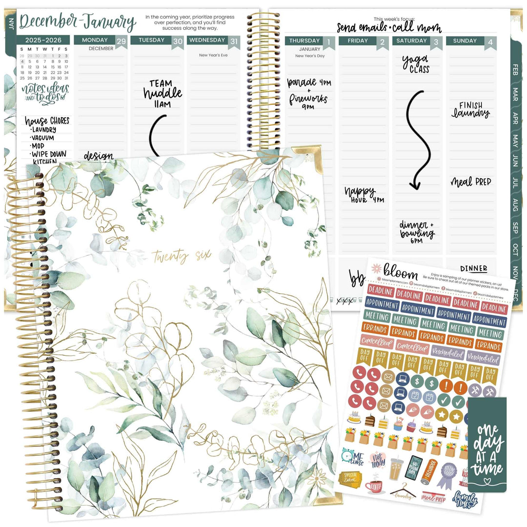 2026 Vision Planner, 7.5" x 9", Eucalyptus, White