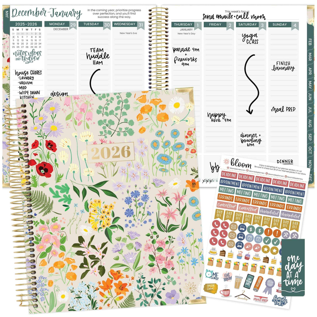 2026 Vision Planner, 7.5" x 9", Garden Party, Beige