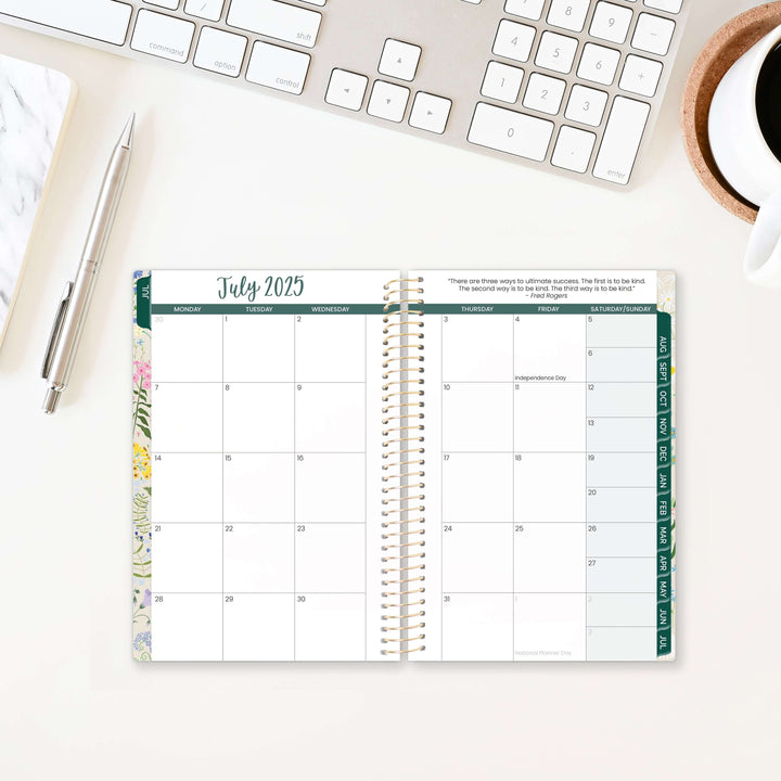 2025-26 Soft Cover Planner, 4" x 6", Garden Party, Beige