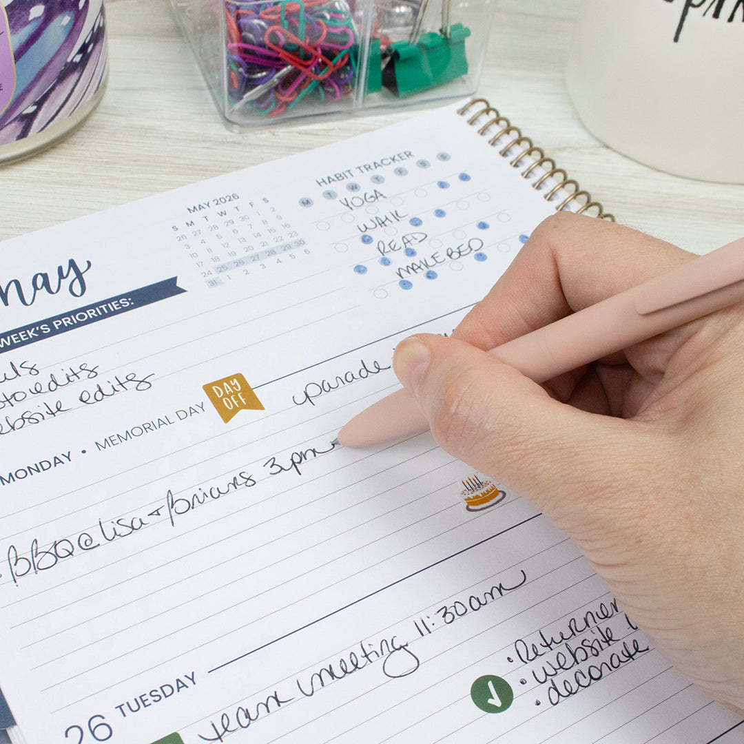 2026 Soft Cover Planner, 8.5" x 11", Garden Party, Navy