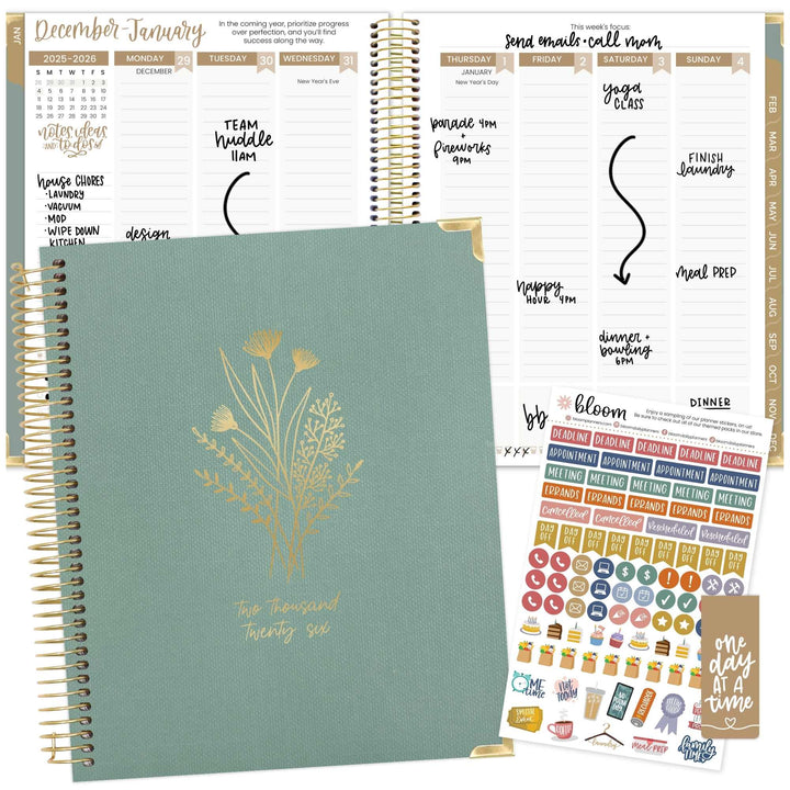 2026 Vision Planner, 7.5" x 9", Green Linen