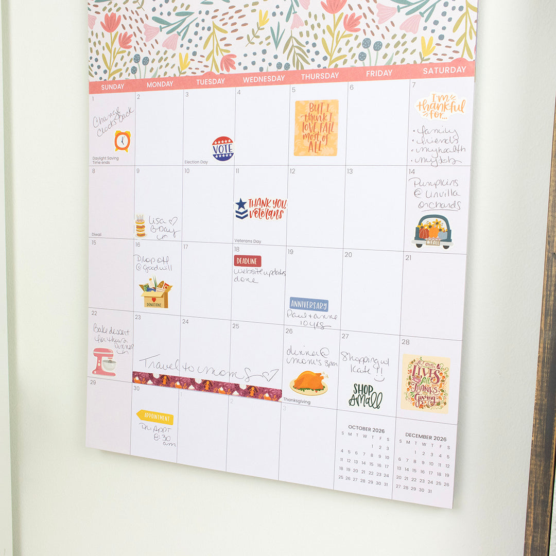 2026 Hanging Calendar, 11" x 17", Seasonal