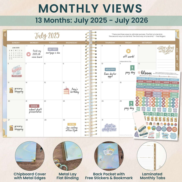 2025-26 Hard Cover Planner, 8.5" x 11", Iridescent Opal