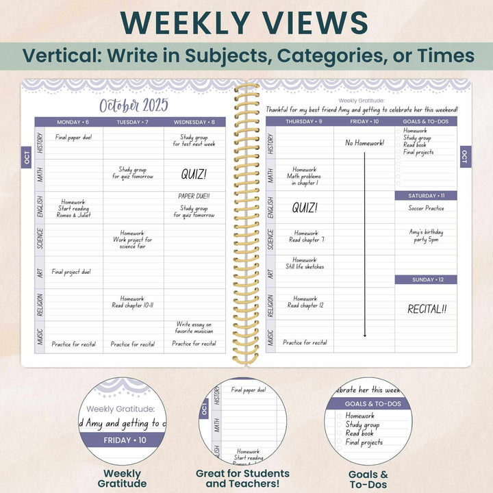 2025-26 Soft Cover Daisy Student Planner, 7" x 9", Let Your Light Shine