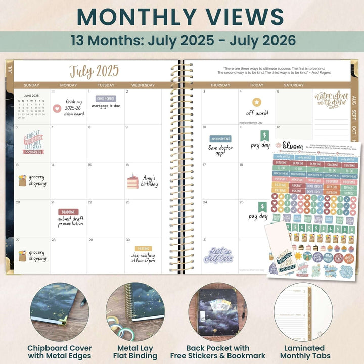 2025-26 Hard Cover Planner, 8.5" x 11", Midnight Sky