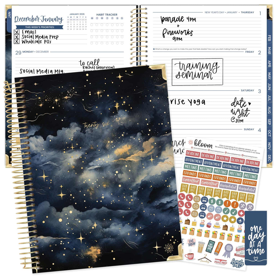 2026 Hard Cover Planner, 8.5" x 11", Midnight Sky