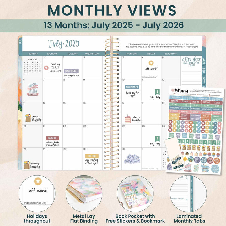 2025-26 Soft Cover Planner, 5.5" x 8.25", Painted Peonies