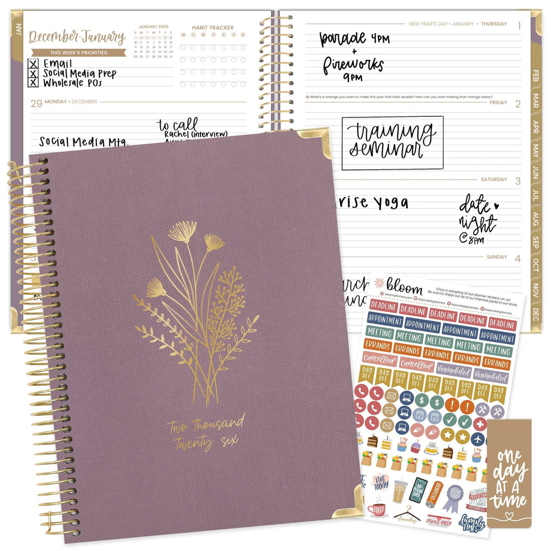 2026 Hard Cover Planner, 8.5" x 11", Linen, Purple