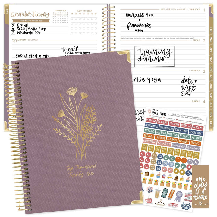 2026 Hard Cover Planner, 8.5" x 11", Linen, Purple