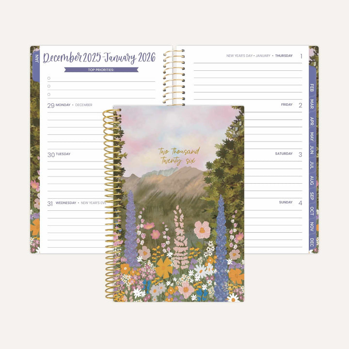 2026 Soft Cover Planner, 4" x 6", Wildflower Mountainside