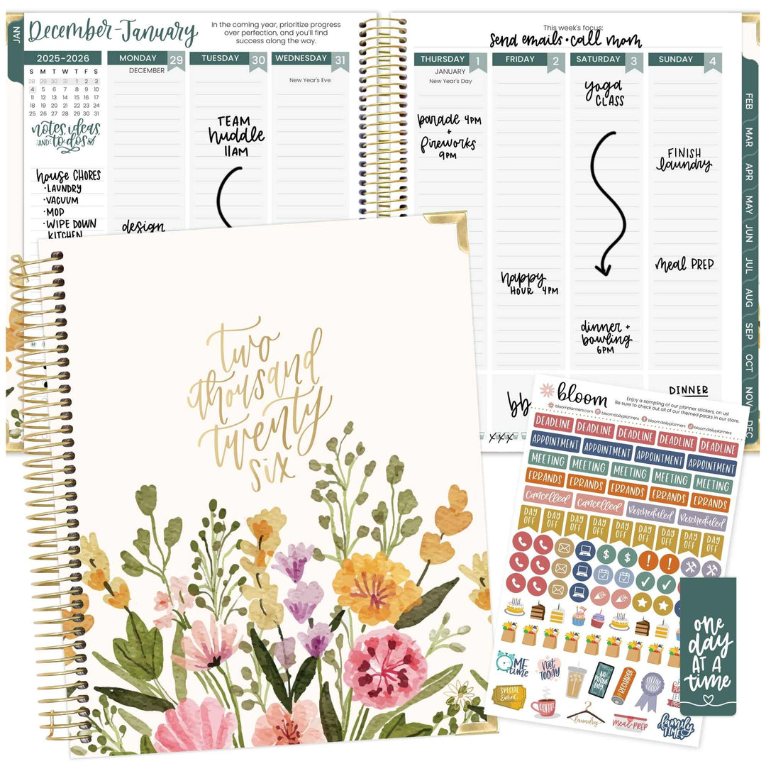2026 Vision Planner, 7.5" x 9", Beige Bouquet